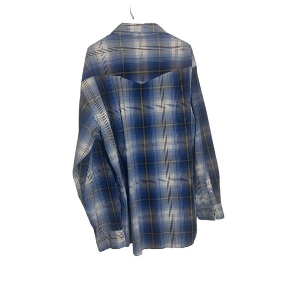 Pintlar Men's Big & Tall Size XXL Blue Pearl Snap Western Long Sleeve Button Up - Picture 5 of 7